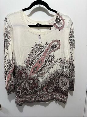 New With Tags Talbots XL Paisley Print Scoop Neck Top - Beautiful!